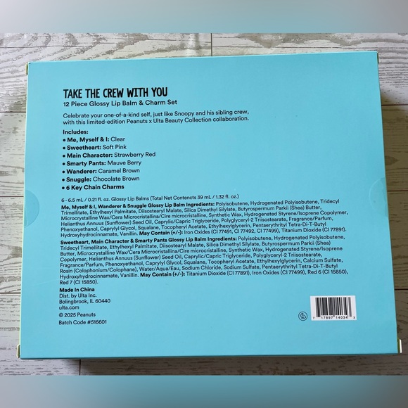 NIB Peanuts x UBC Take The Crew With You Glossy Lip Balm and Keychain Set LE - Picture 5 of 10